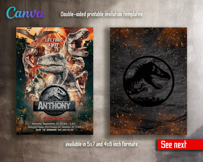 Jurassic World Dinosaur customizable invitation template | Share or Print |  | VJ689