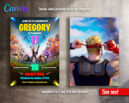 Fortnite gamer customizable invitation template | Share or Print | boy | LX976