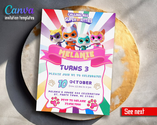 SuperKitties  customizable invitation template | Share or Print |  | XU042