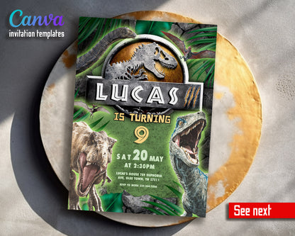 Jurassic Park Dinosaur customizable invitation template | Share or Print |  | BT014