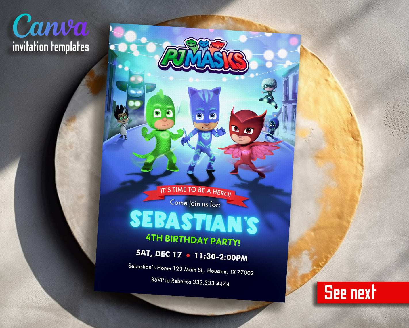 PJ Masks customizable invitation template | Share or Print | | EZ798