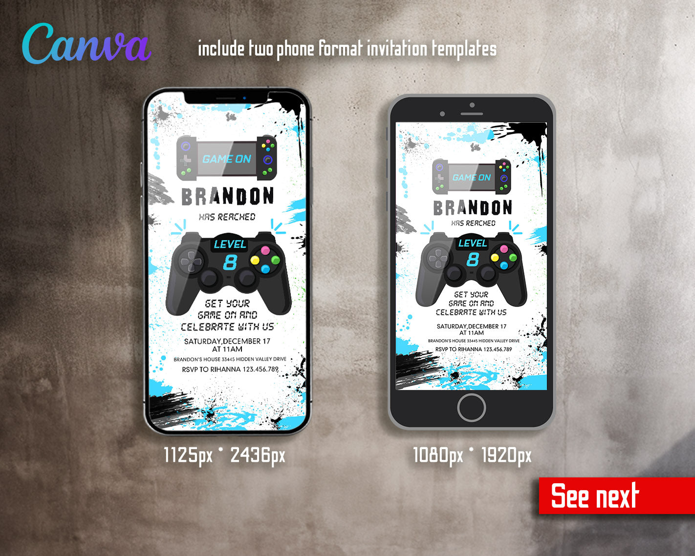 Gamer Party customizable invitation template | Share or Print | boy | WL275