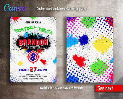 Paintball Airsoft battle customizable invitation template | Share or Print | boy | MU739