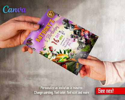 Plants vs Zombies Gamer customizable invitation template | Share or Print |  | MO891