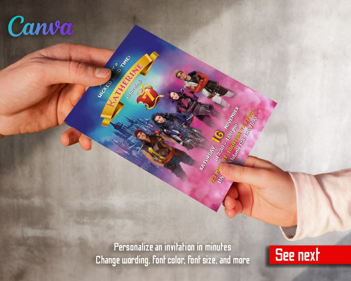 Descendants Disney  customizable invitation template | Share or Print |  | KQ270