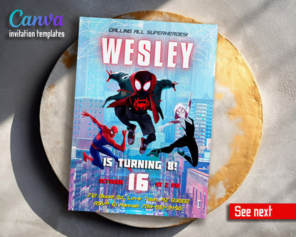 Spider Man Across the Spider-Verse customizable invitation template | Share or Print | boy | RK848