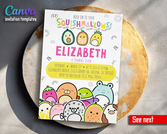 Squishmallows  customizable invitation template | Share or Print |  | MF973