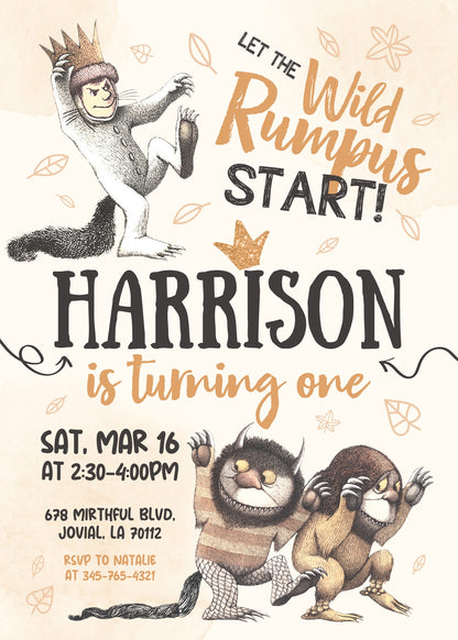 Where The Wild Things Are Maurice Sendak customizable invitation template | Share or Print |  | BU068