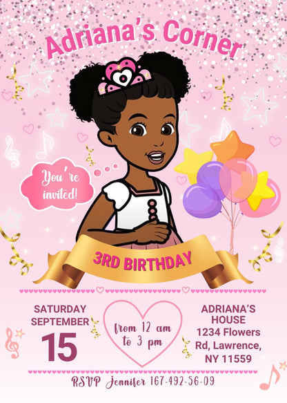 Gracie's Corner customizable invite template girl | instant download | Share or Print | FH815