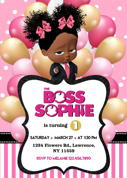 Baby Boss  customizable invitation template | Share or Print | girl | IO488