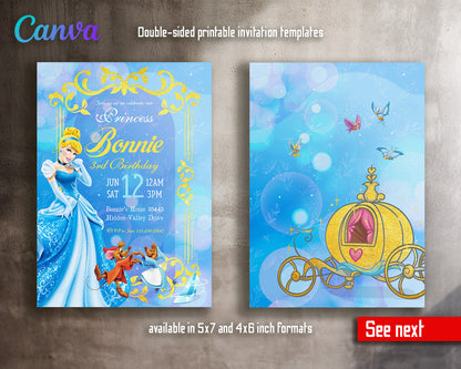 Cinderella Princess customizable invitation template | Share or Print | girl | ZW636