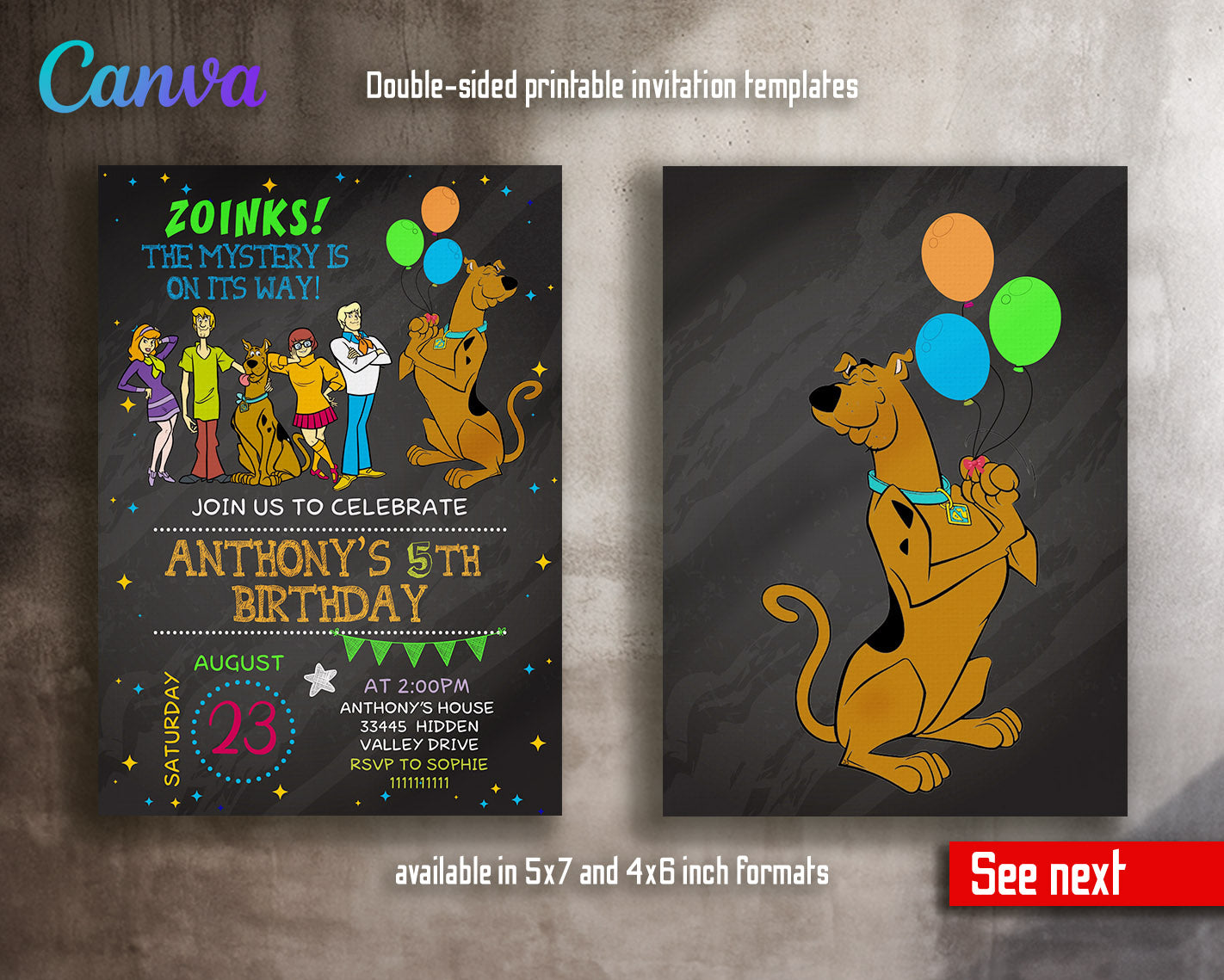 Scooby-Doo  customizable invitation template | Share or Print |  | TO021