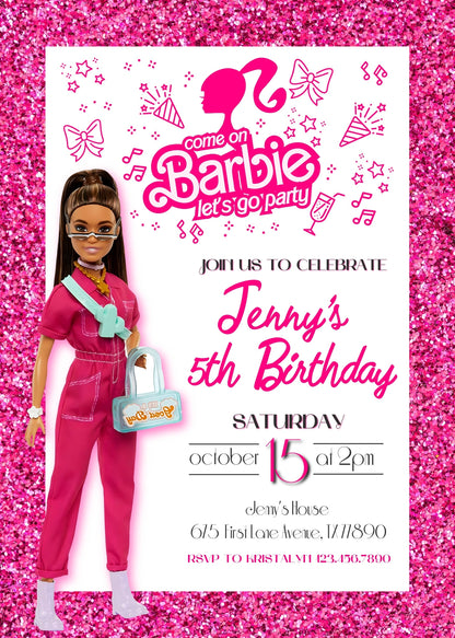 Barbie Pink  customizable invitation template | Share or Print | girl | MJ118