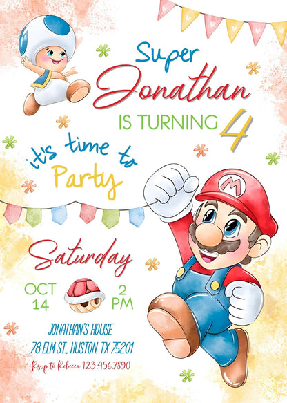 Super Mario Bros  customizable invitation template | Share or Print |  | RN788