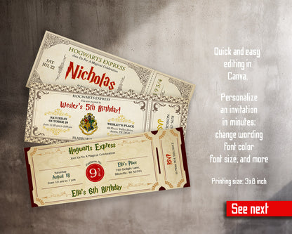 Harry Potter Hogwarts customizable invitation template | Share or Print |  | VM449