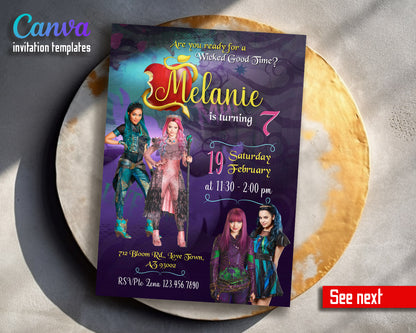 Descendants Disney  customizable invitation template | Share or Print |  | BO852