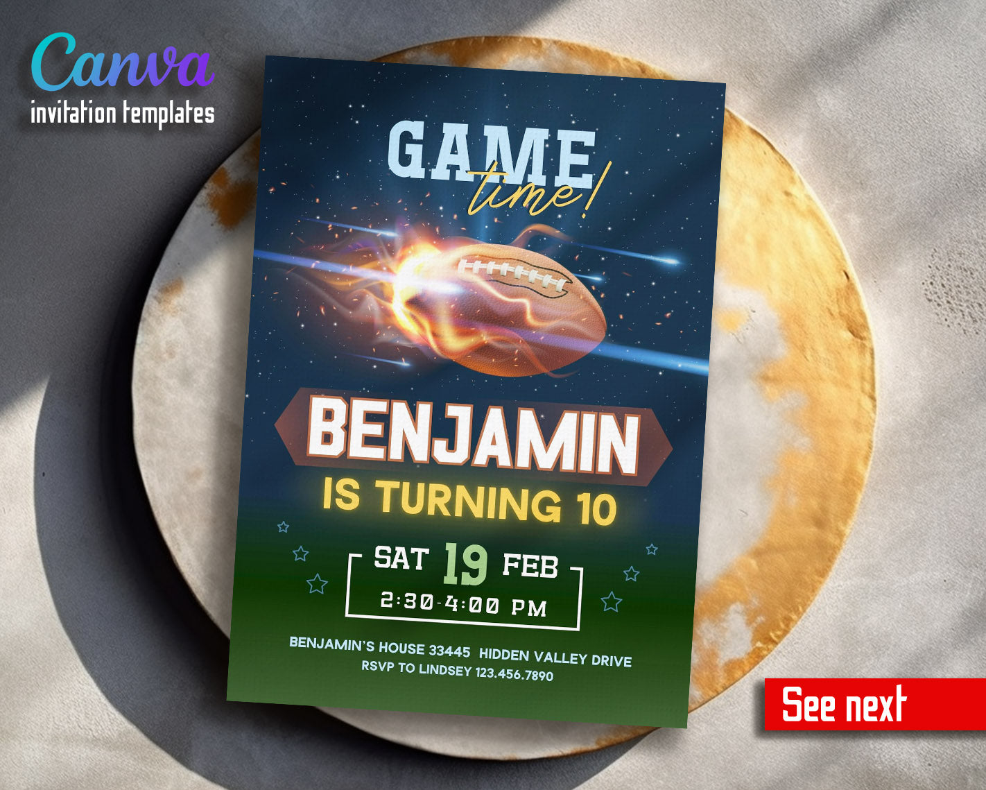 Super Bowl Football customizable invitation template | Share or Print | boy | WR234