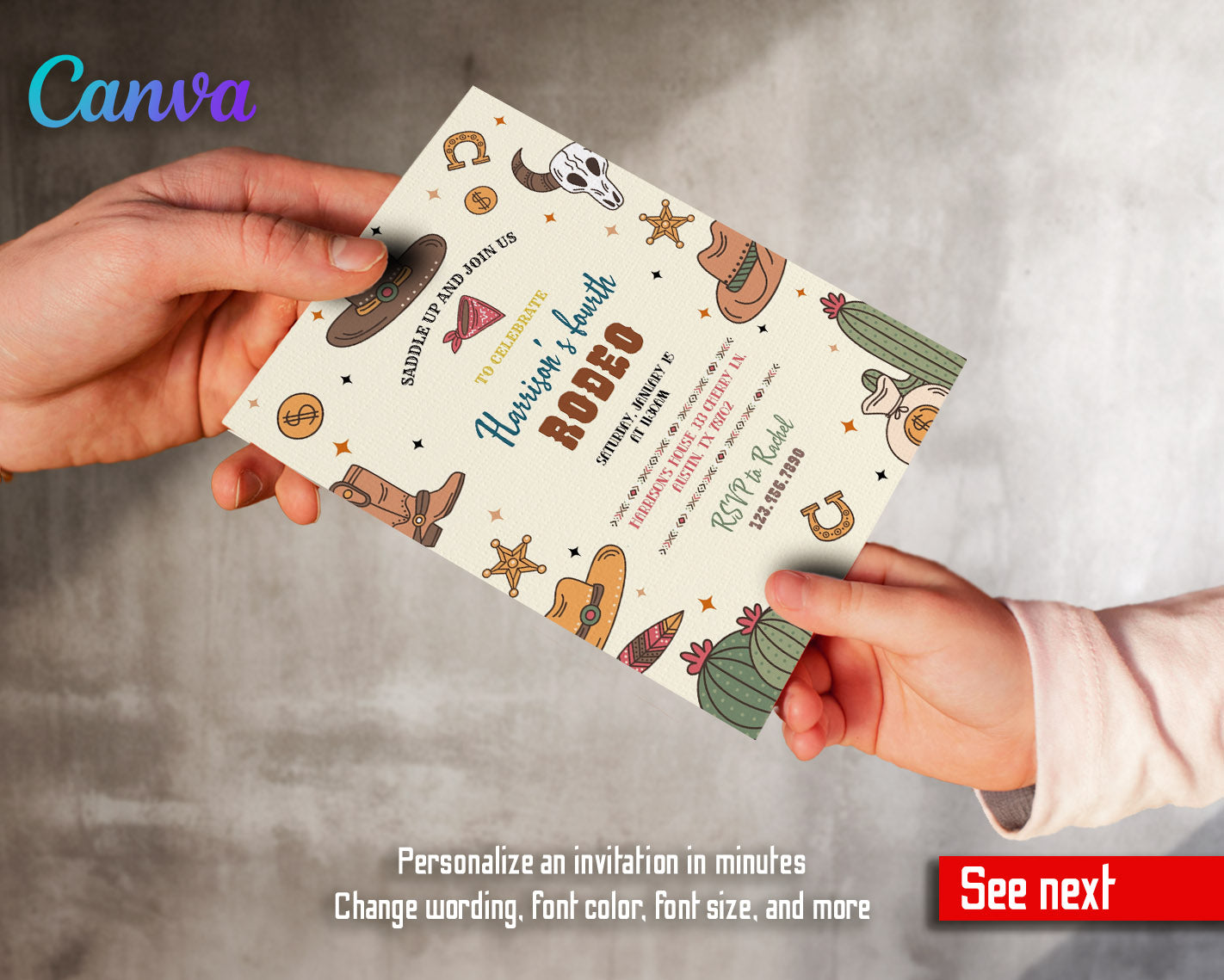 Cowboy Rodeo customizable invitation template | Share or Print | boy | ZL575