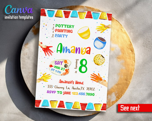 Art Pottery customizable invitation template | Share or Print | girl | IG939