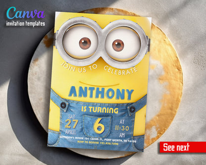 Minions Despicable Me customizable invitation template | Share or Print | | OC252