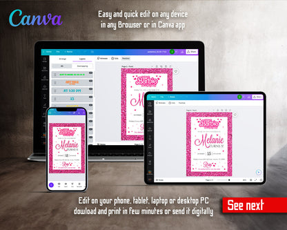 Barbie Pink  customizable invitation template | Share or Print | girl | GC428