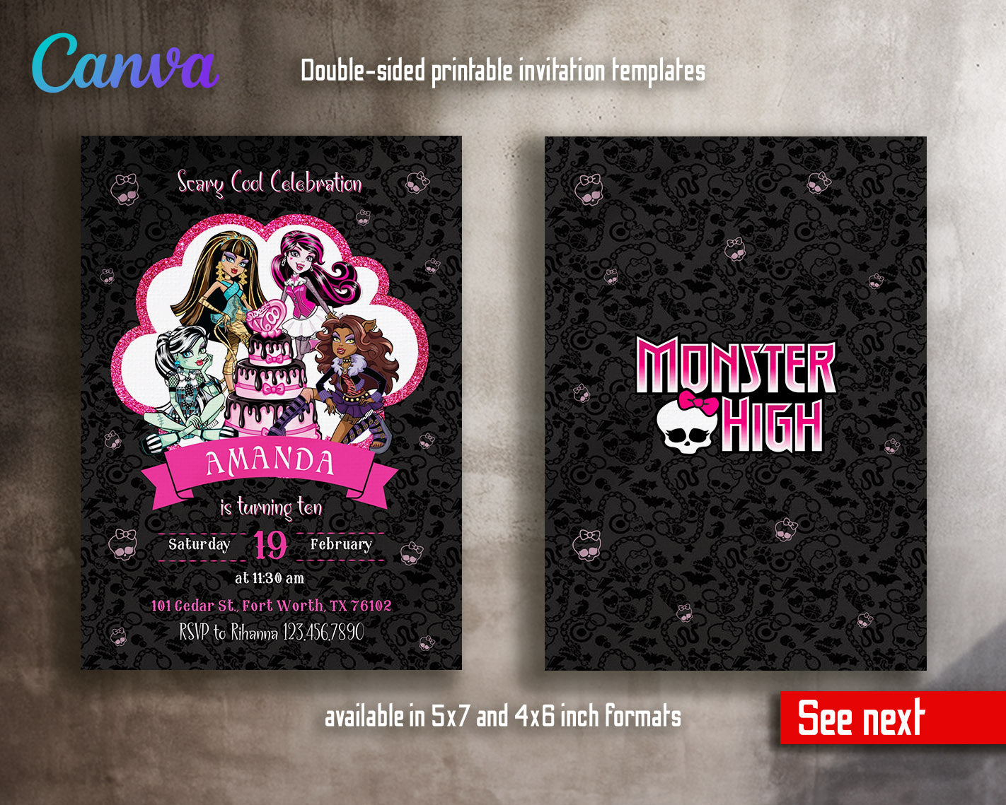 Monster High  customizable invitation template | Share or Print | girl | MY605