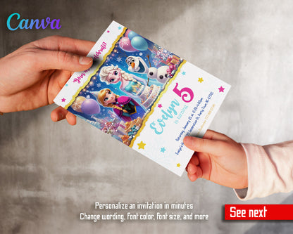 Frozen Elsa  customizable invitation template | Share or Print | girl | TD239