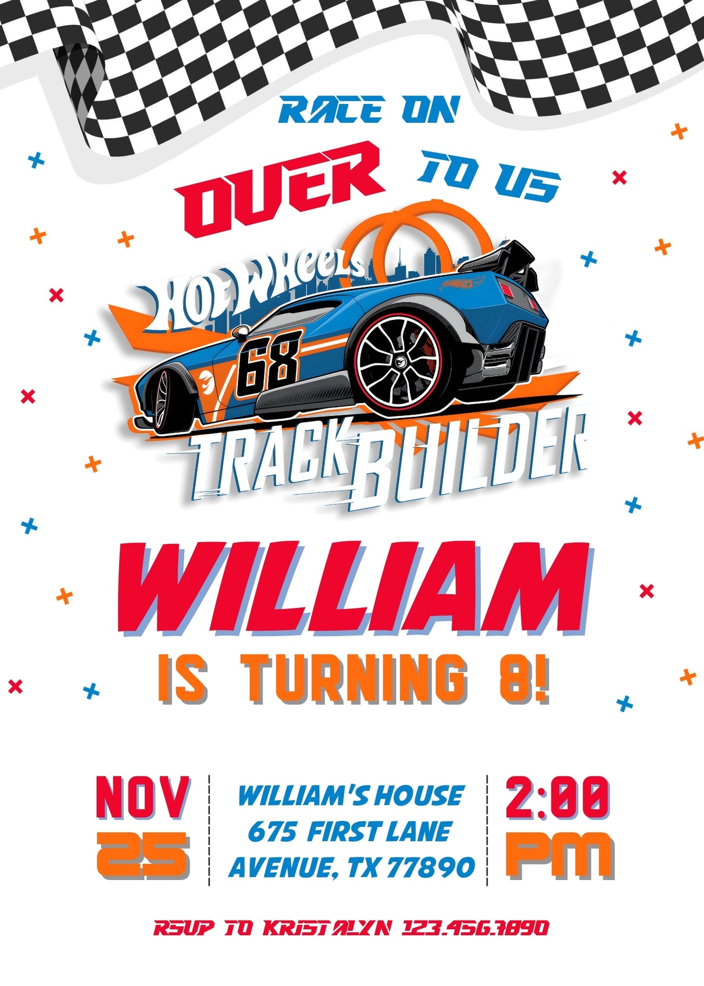 Hot Wheels Racing  customizable invitation template | Share or Print | boy | OA337