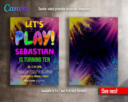 Play Party Gamer customizable invitation template | Share or Print |  | WB957