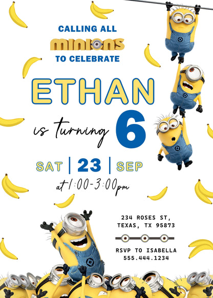 Minions Despicable Me customizable invitation template | Share or Print | | GW504