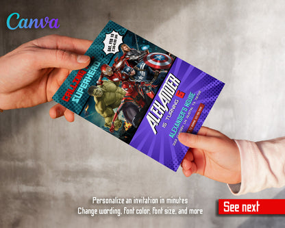 Avengers Marvel Superhero  customizable invitation template | Share or Print | boy | PR966