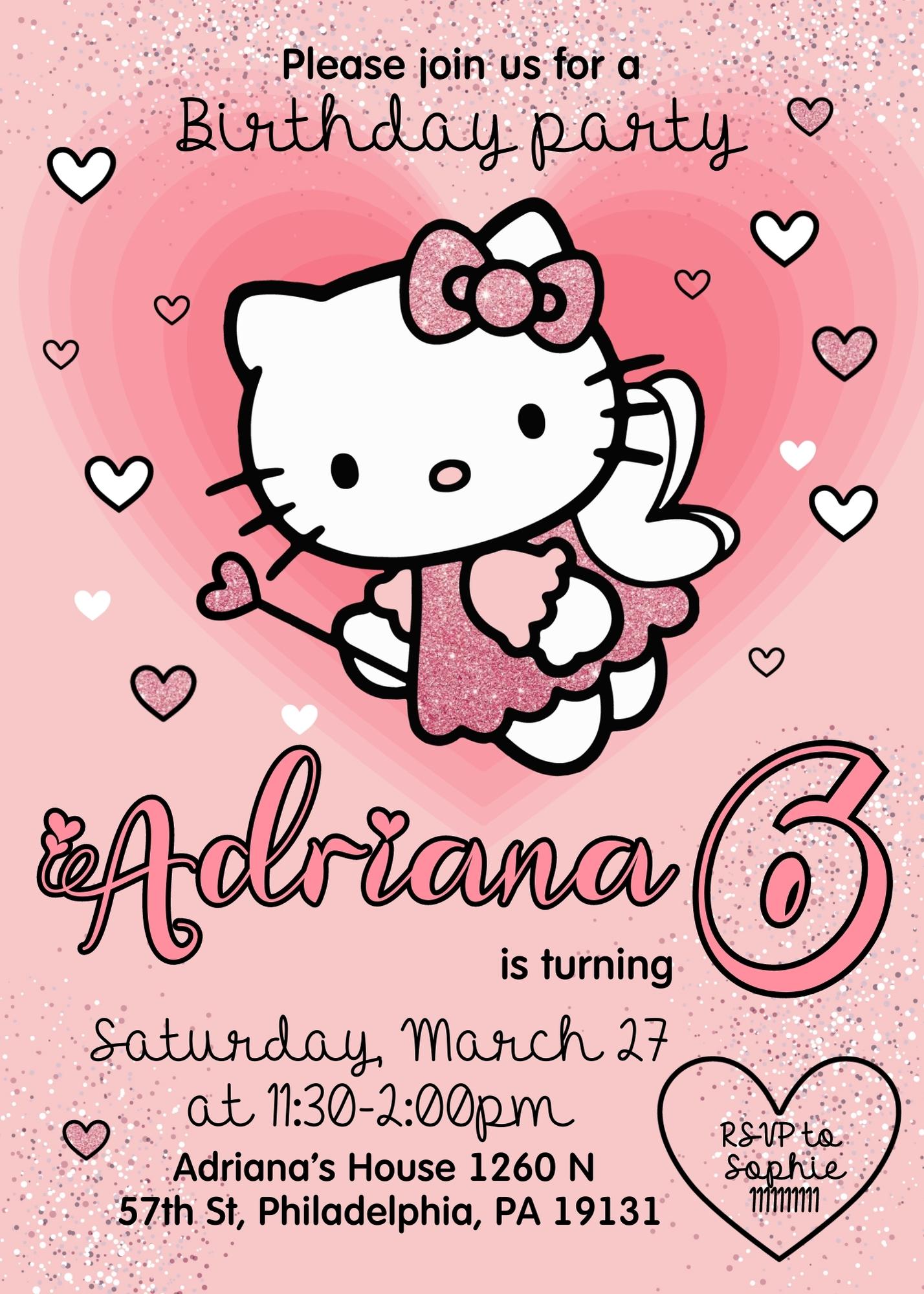 Hello Kitty customizable invite template girl | instant download | Share or Print | IQ525