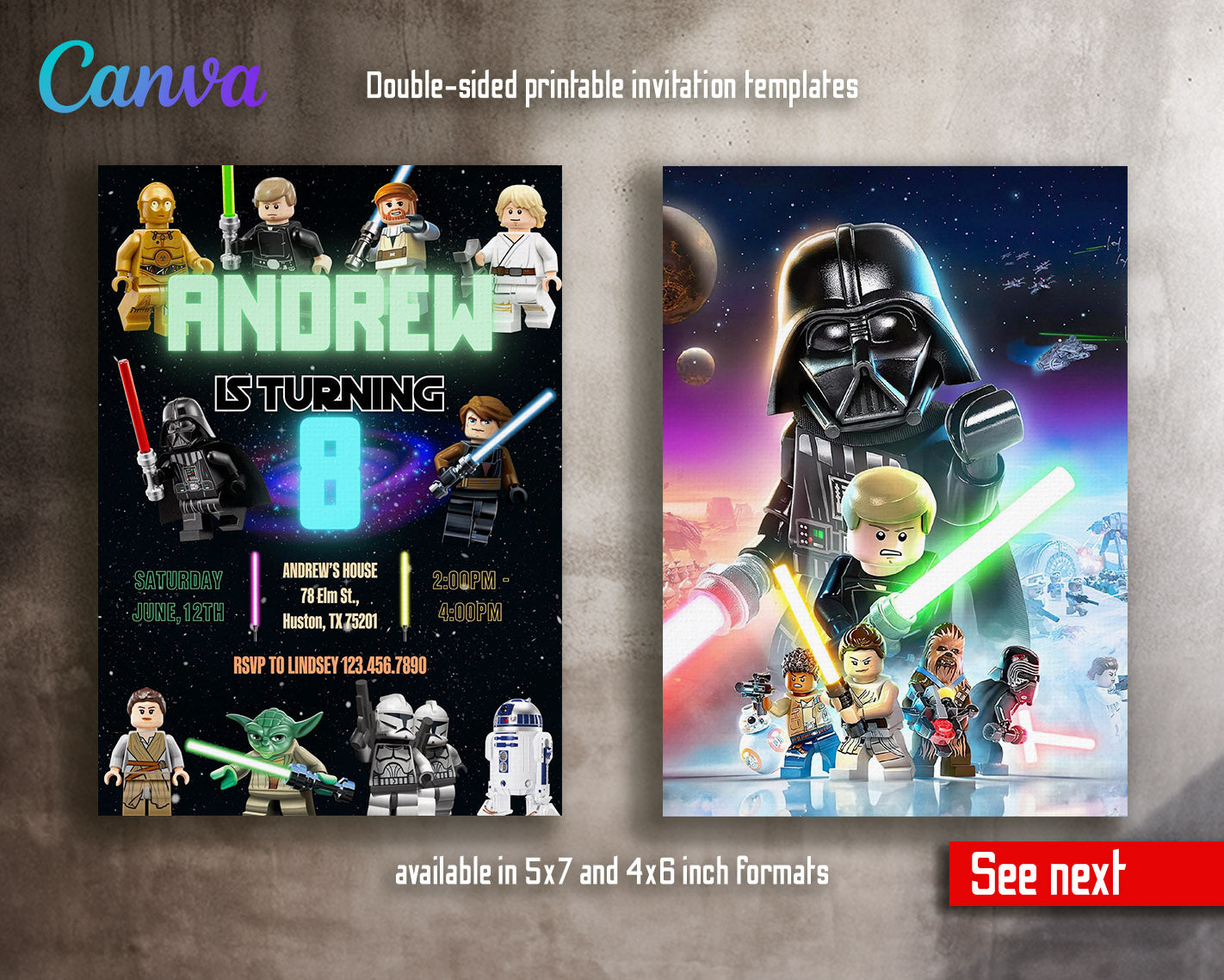 Star Wars Darth Vader Lego Minifigures customizable invitation template | Share or Print |  | PB122