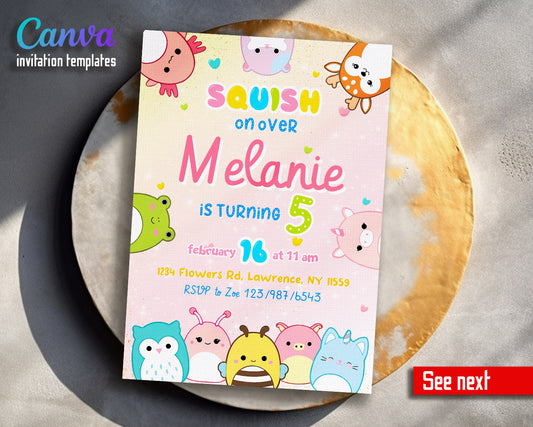 Squishmallows  customizable invitation template | Share or Print |  | NU919