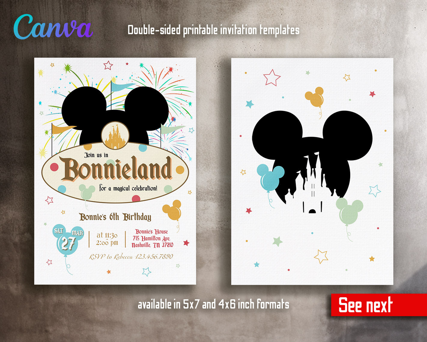 Disneyland customizable invitation template | Share or Print | girl | VZ939