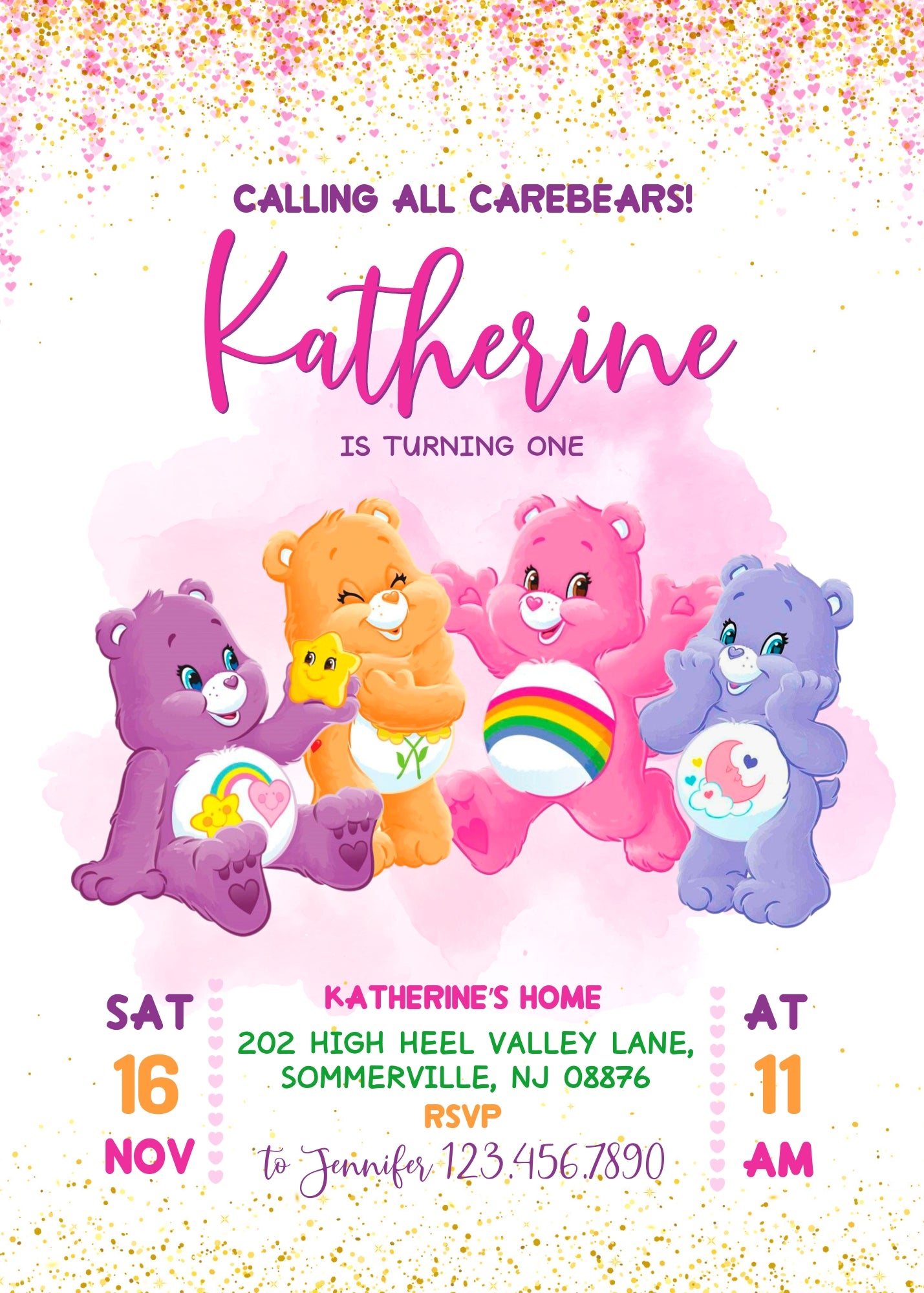 Care Bears  customizable invitation template | Share or Print |  | IE537