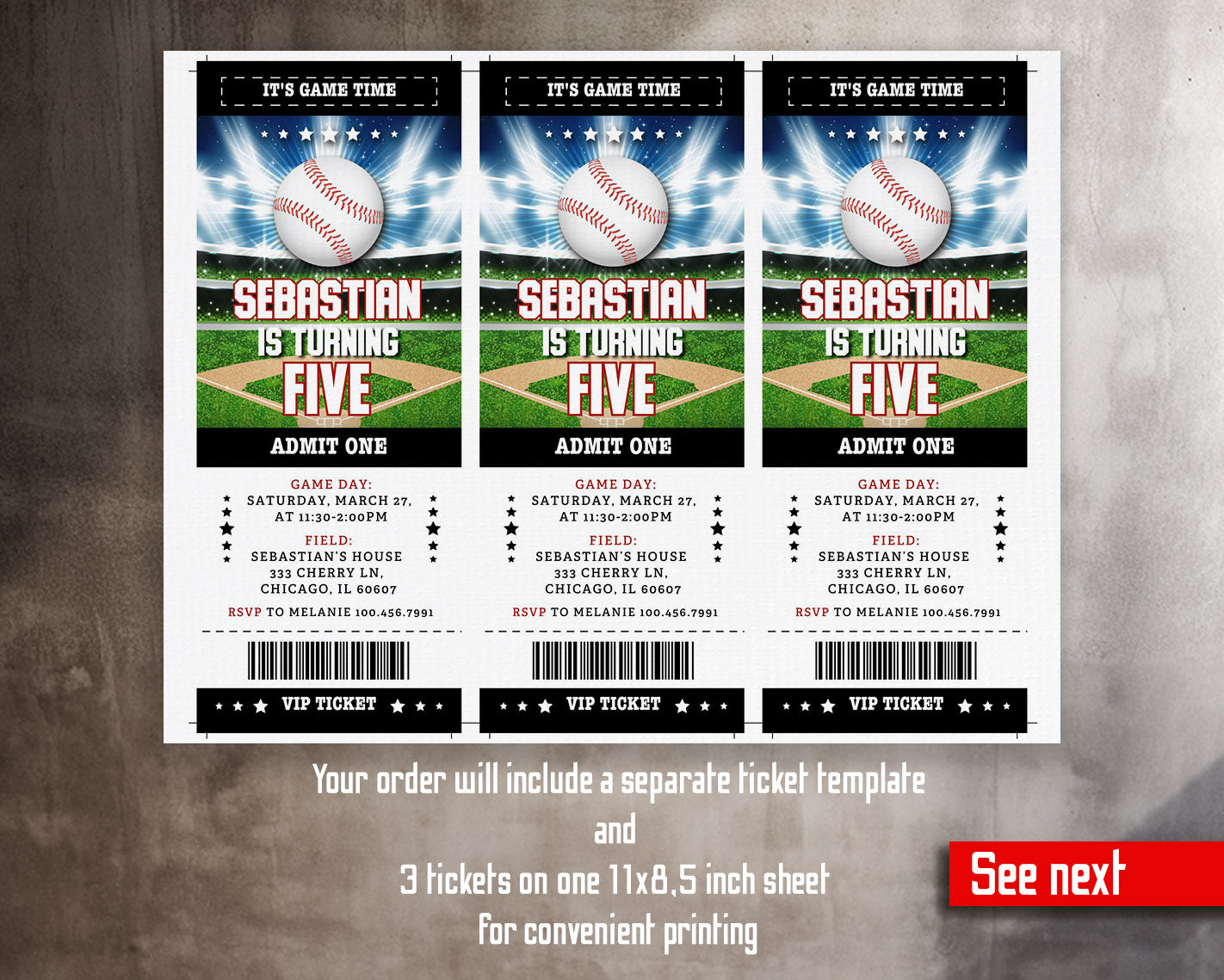 Baseball MLB Sport customizable invitation template | Share or Print | boy | IM443