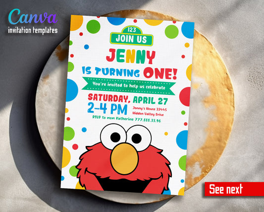 Sesame Street Elmo customizable invitation template | Share or Print |  | TH968