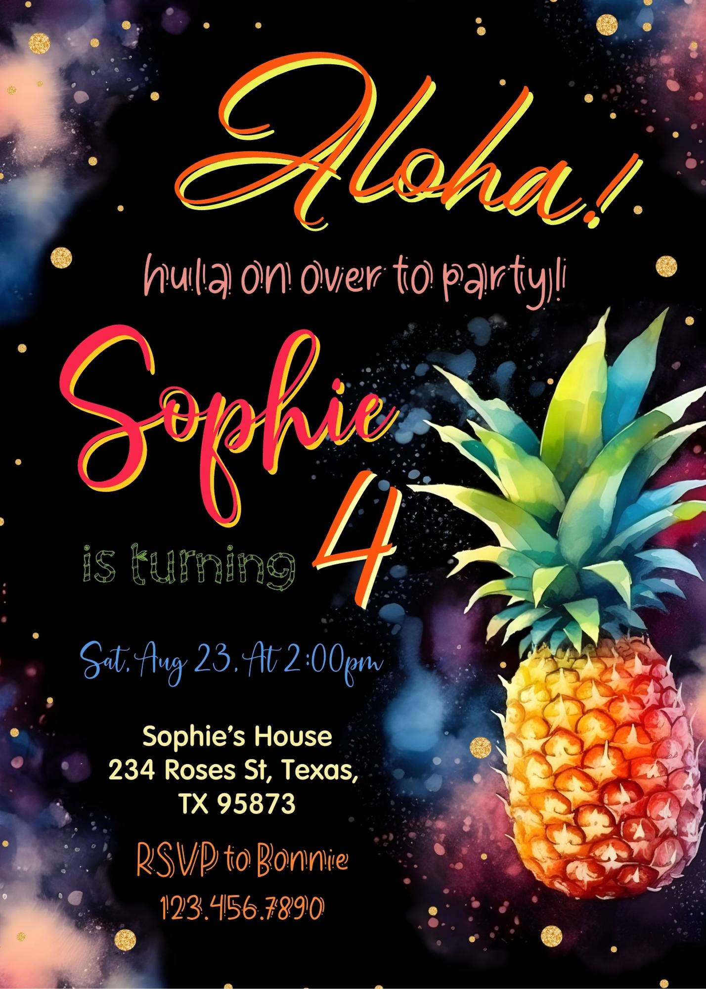 Aloha Luau Party customizable invitation template | Share or Print | girl | FX608