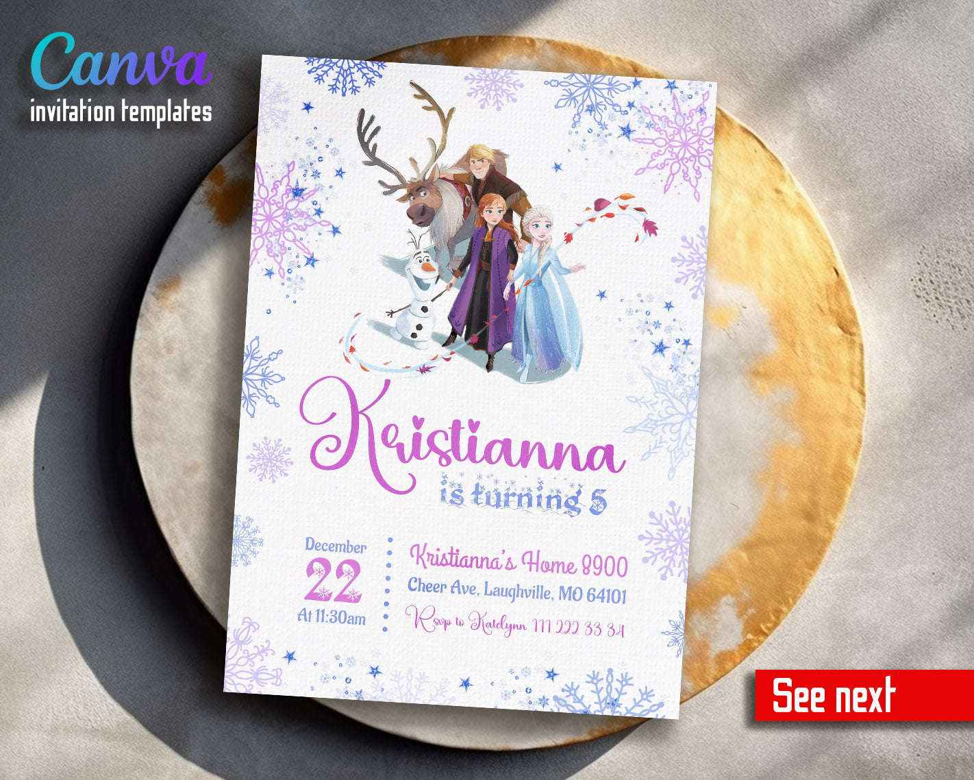 Frozen Elsa  customizable invitation template | Share or Print | girl | XC117