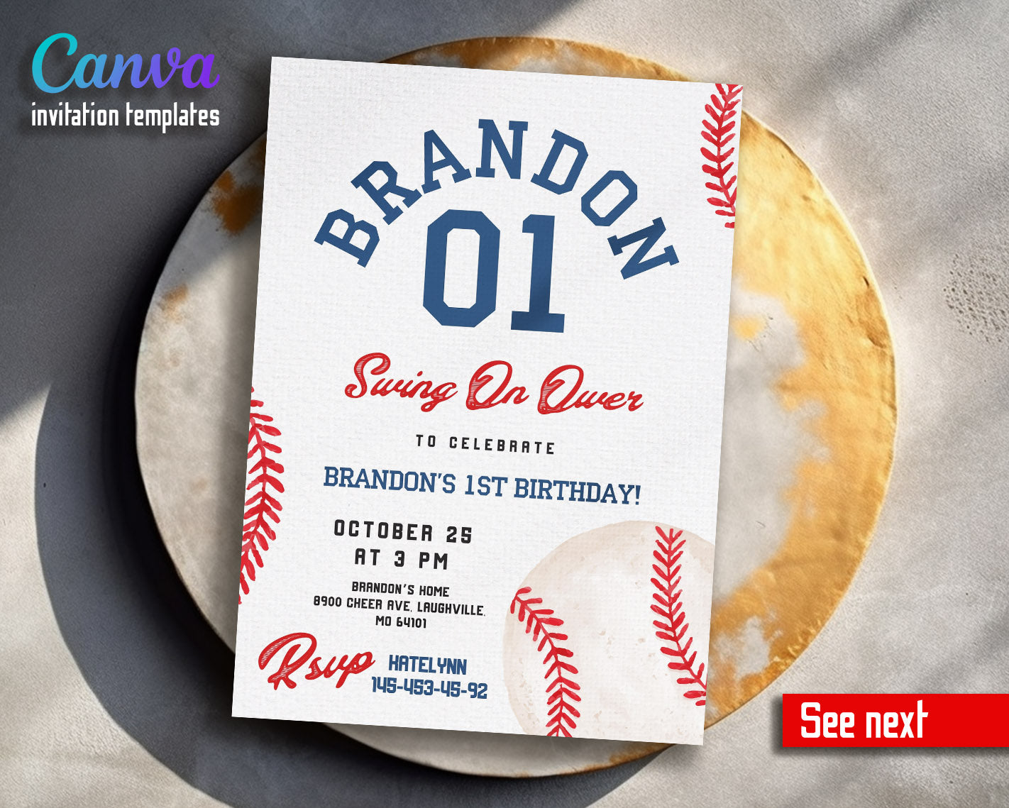 Baseball MLB Sport customizable invitation template | Share or Print | boy | QW326