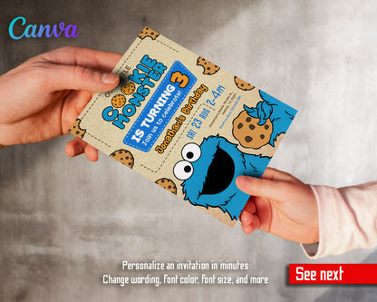 Sesame Street Cookie Monster customizable invitation template | Share or Print |  | HC179