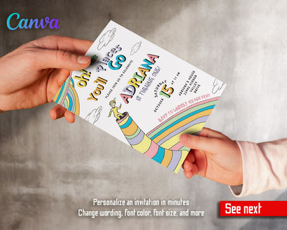 Dr Seuss Oh, the Places You'll Go customizable invitation template | Share or Print |  | NJ510