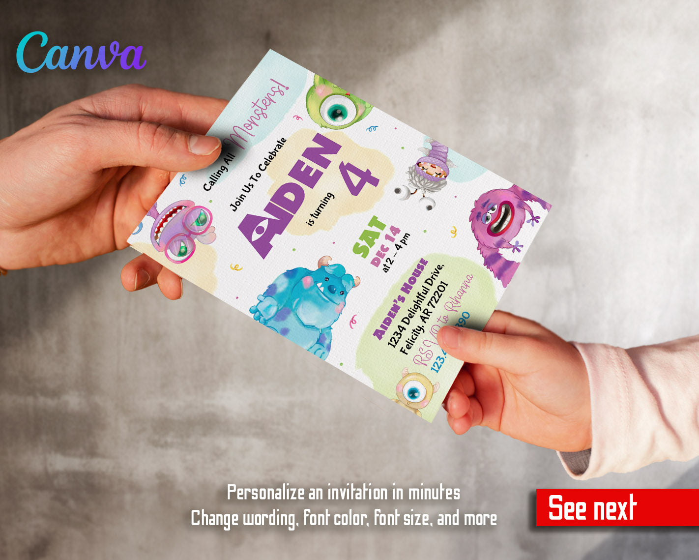 Monsters, Inc.  customizable invitation template | Share or Print |  | LS724