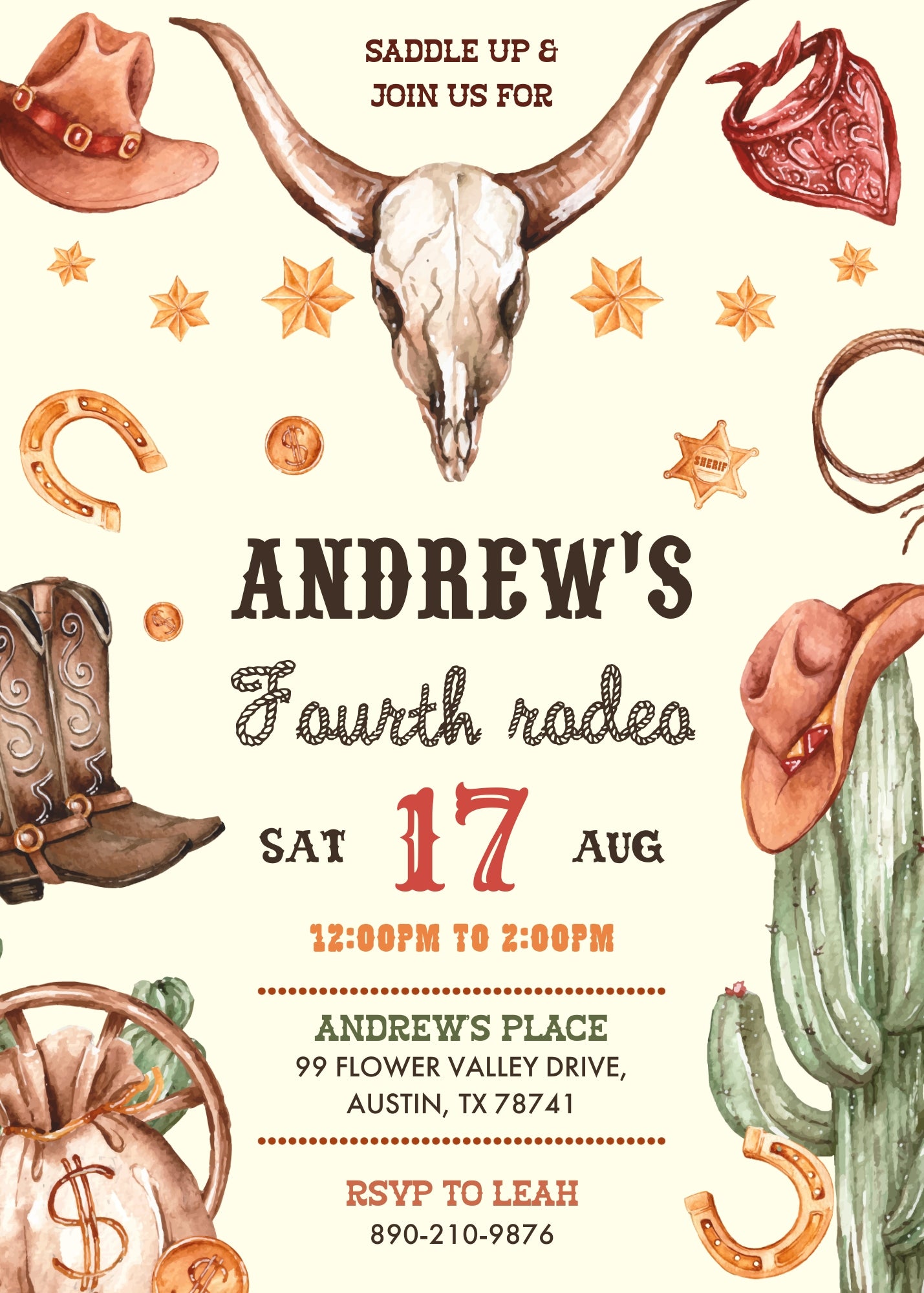 Cowboy Rodeo customizable invitation template | Share or Print | boy | OV723