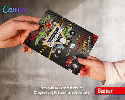 Monster Jam Monster Truck customizable invitation template | Share or Print | boy | XU889