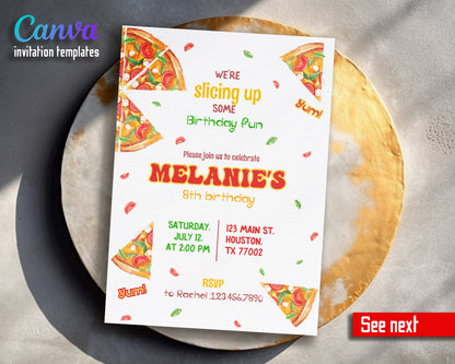 Pizza Party customizable invitation template | Share or Print |  | OP463