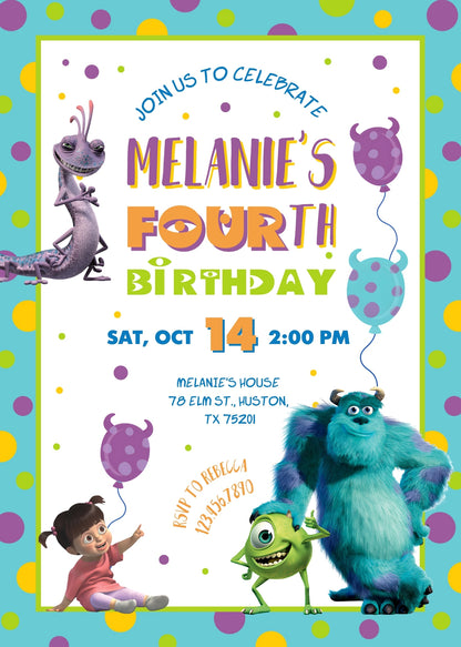 Monsters, Inc.  customizable invitation template | Share or Print |  | UU793