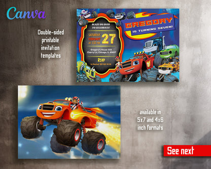 Blaze Monster Machines Trucks  customizable invitation template | Share or Print | boy | JT612