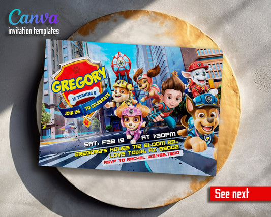 PAW Patrol customizable invitation template | Share or Print | | YL829